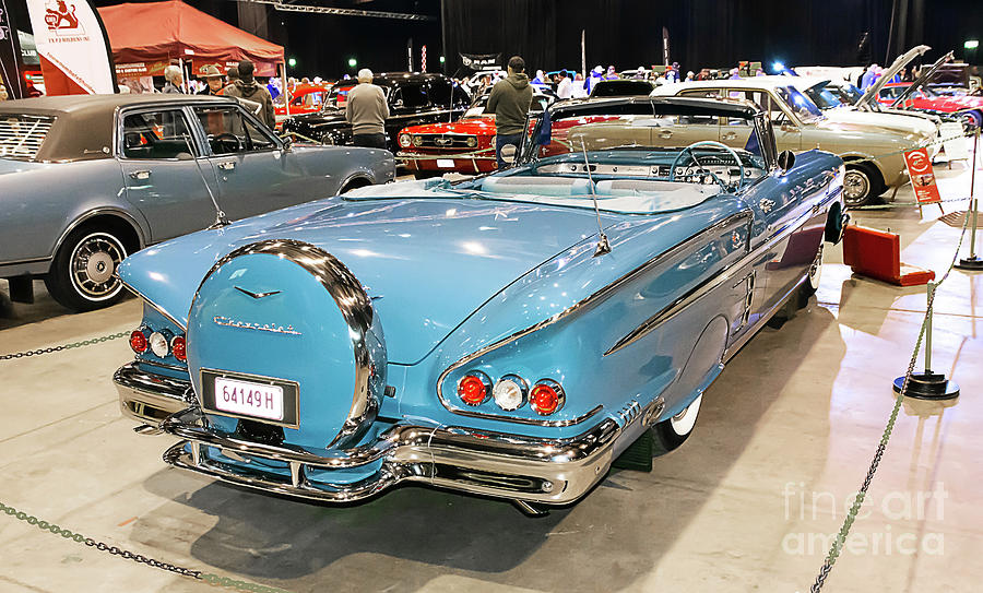 Car Photograph - Rear of a 1958 Chevrolet Impala  Convertible. by Christopher Edmunds