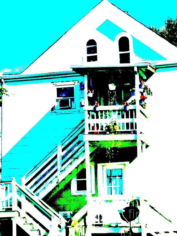 Rear Porch Teal Posterized Photograph