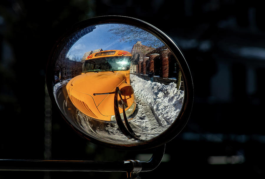 Rear View Mirror - School Bus Photograph by Robert Ullmann