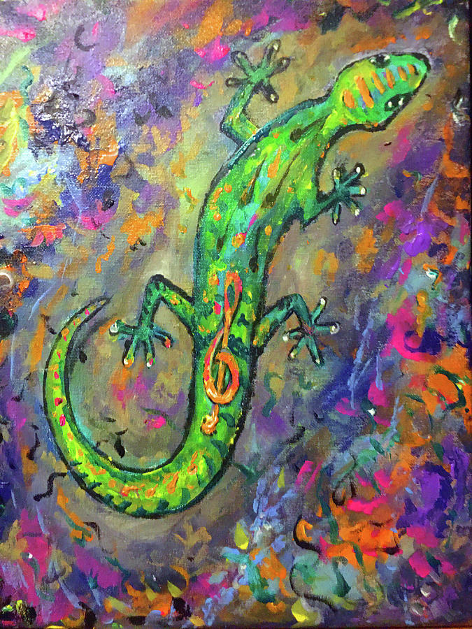 Rebecco Gecko Painting by Dov Gertzweig