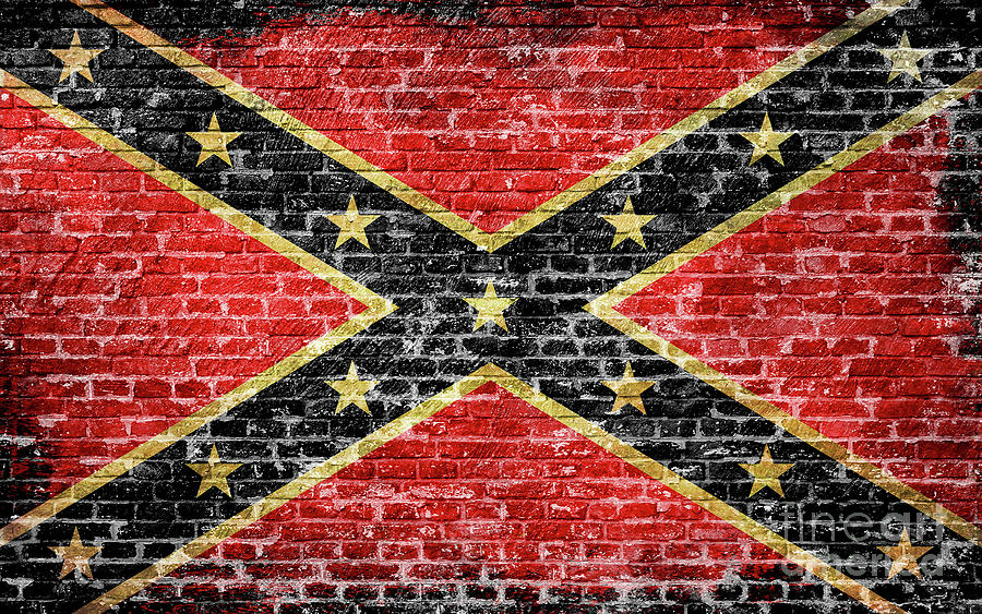Rebel Flag On Red Brick Digital Art by Randy Steele