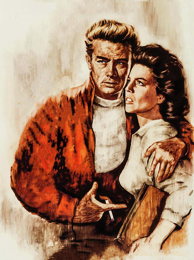 James Dean Painting - Rebel Without a Cause, 1955, painting by Rolf Goetze by Movie World Posters