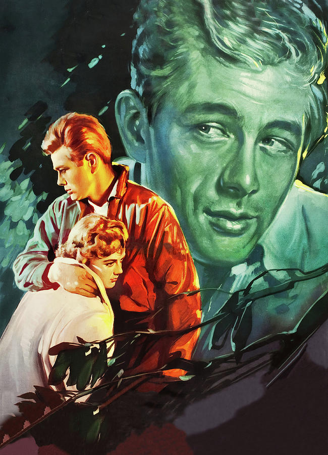 James Dean Painting - Rebel Without a Cause,1955 painting by Luigi Martinati by Movie World Posters