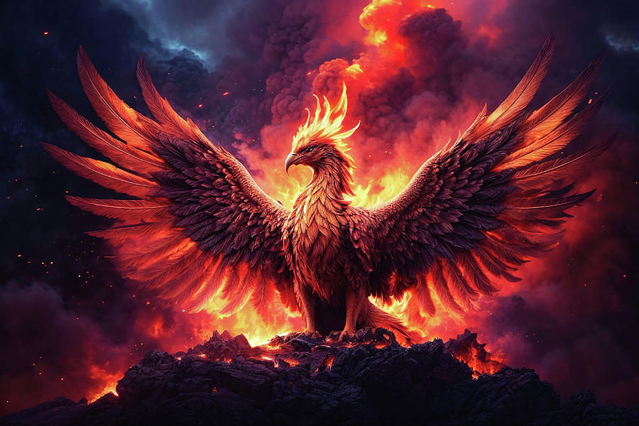 Phoenix Reborn Digital Art - Rebirth from Ashes The Phoenixs Triumph by Ashira Creations