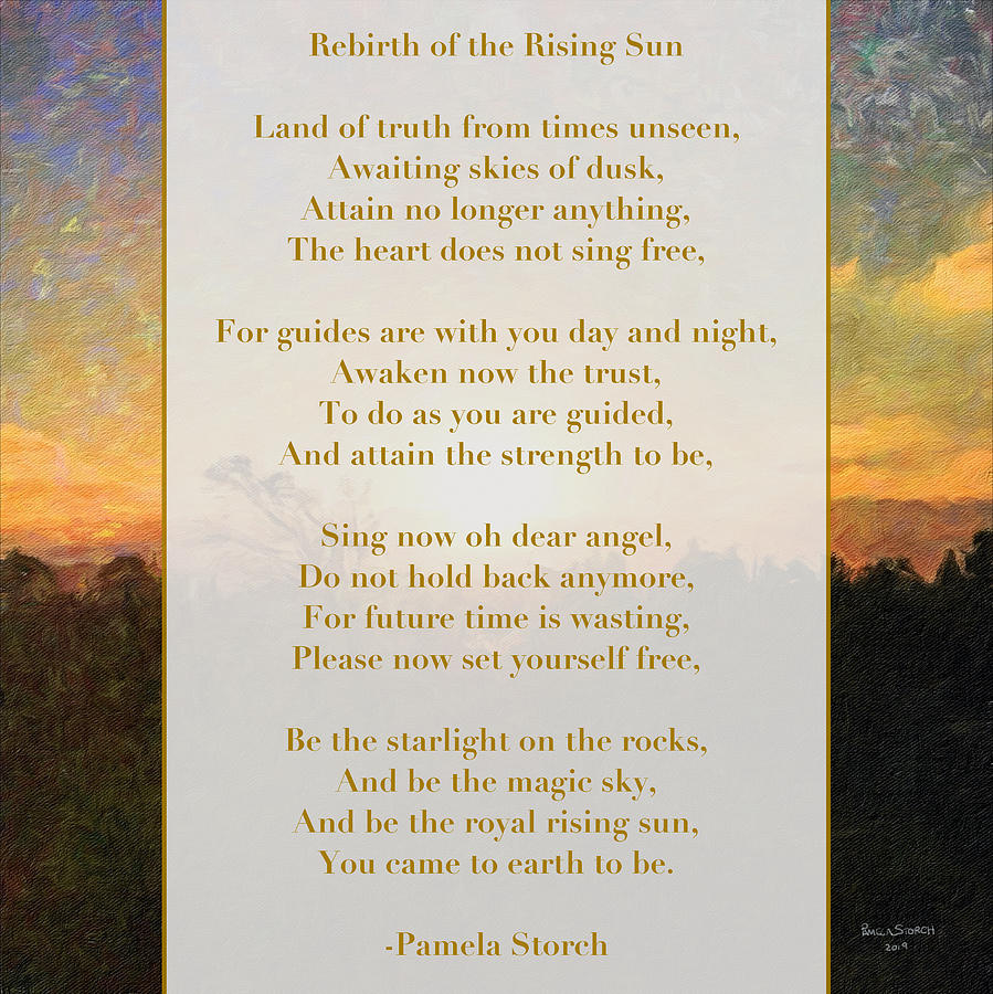 Rebirth of the Rising Sun Poem Digital Art by Pamela Storch