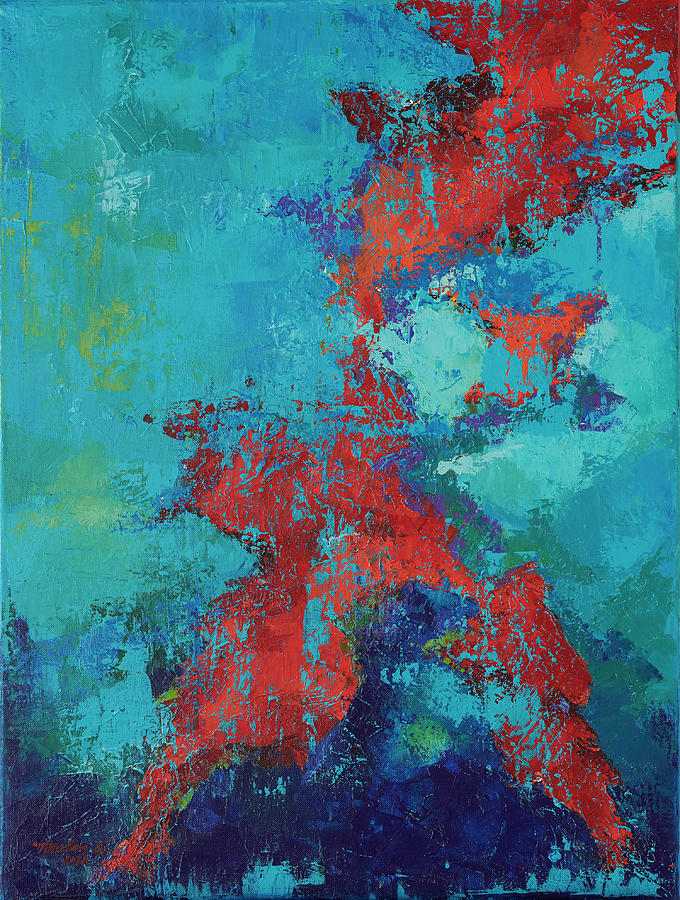 Red Painting - Recif by Camelia Tutulan Red Painting - Recif by Camelia Tutulan