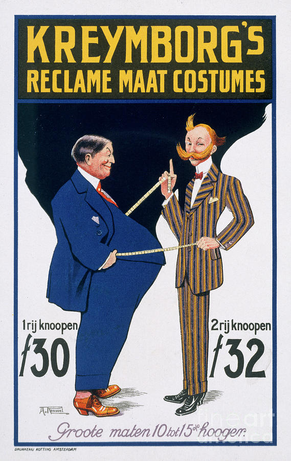 Reclame Maat Costumes, poster advertising Kreymborgs Dutch tailors, 1914 Painting by European School