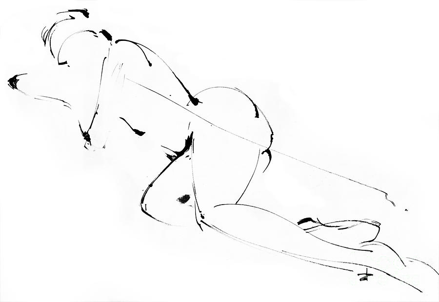 Reclining Figure 2 Ink Sketch Drawing by Paul Davenport
