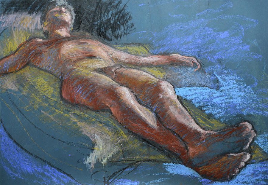 Reclining Male Pastel by Harry Robertson