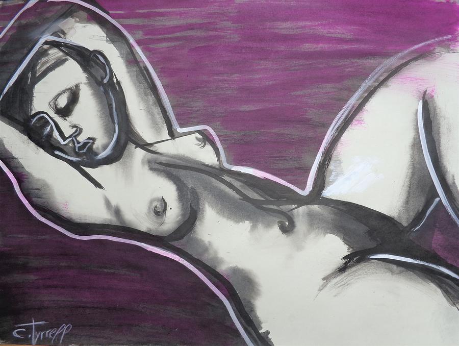 Black And White Drawing - Reclining Nude 3 by Carmen Tyrrell