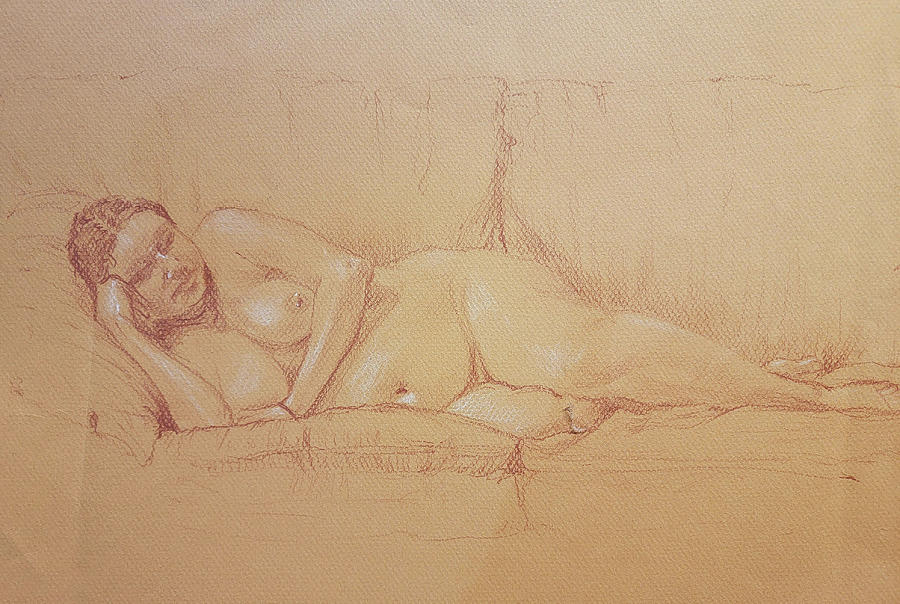 Reclining Nude Drawing by James Andrews