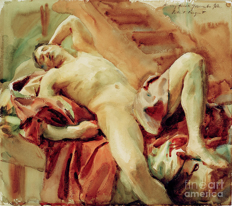 John Singer Sargent Painting - Reclining Nude Male Model  AKG316966 by John Singer Sargent