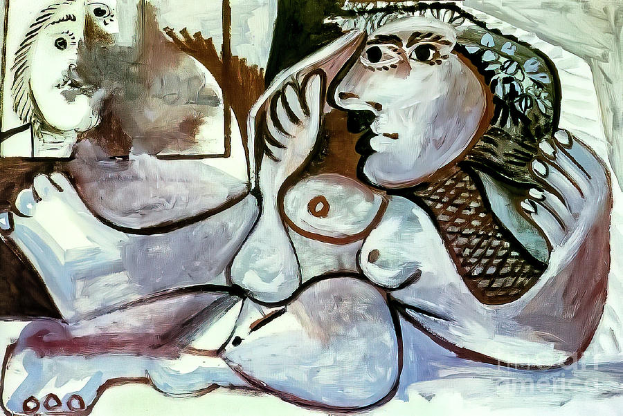 Reclining Nude With Wreath by Pablo Picasso 1970 Painting by Pablo Picasso