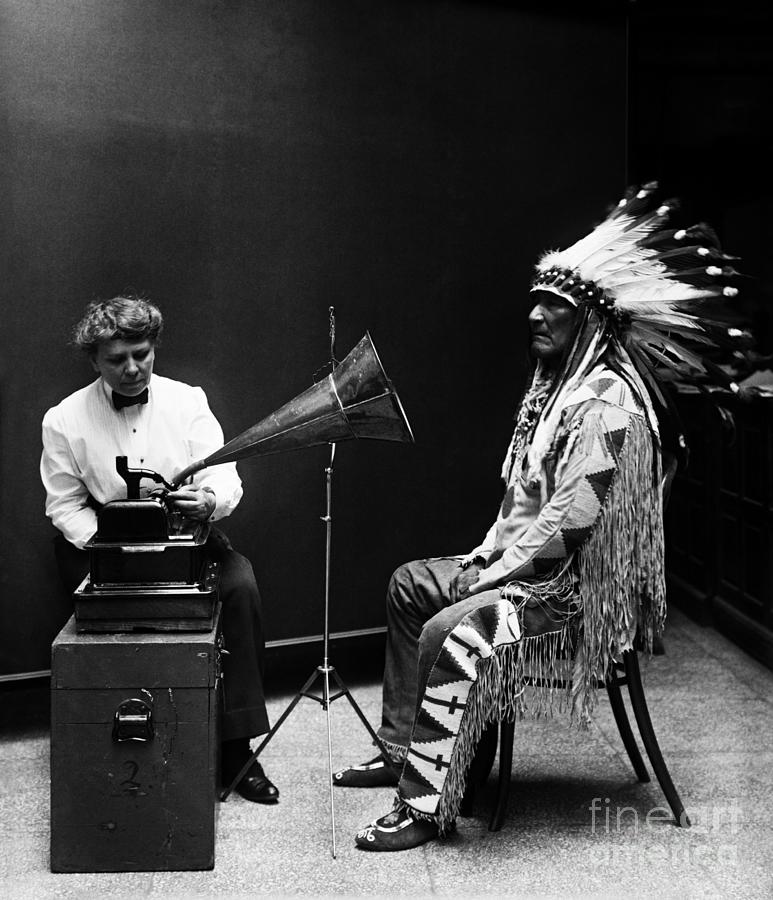 Recording Blackfoot Mountain Chief with Early Victrola  Photograph by Peter Ogden