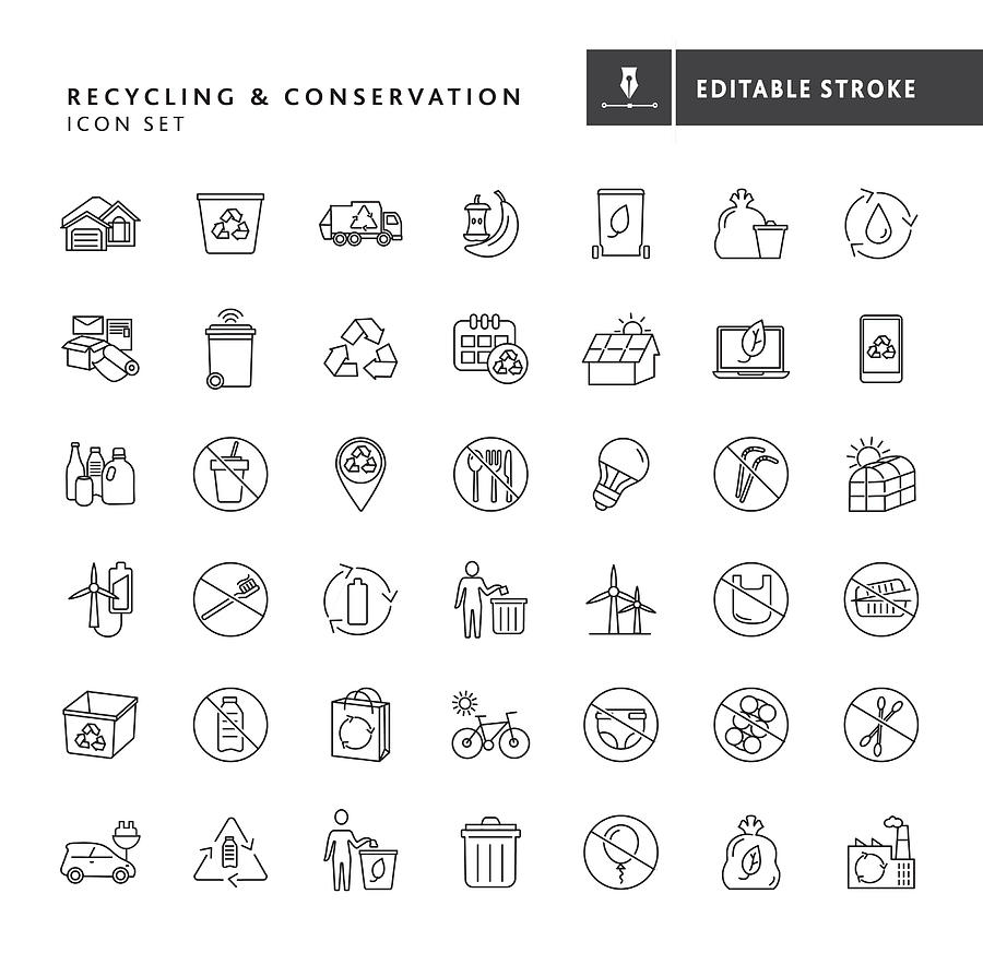 Recycling and Environmental Conservation Icon set Drawing by JDawnInk