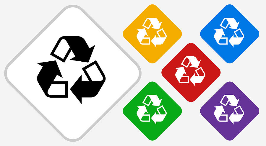 Recycling Color Diamond Vector Icon Drawing by Bubaone