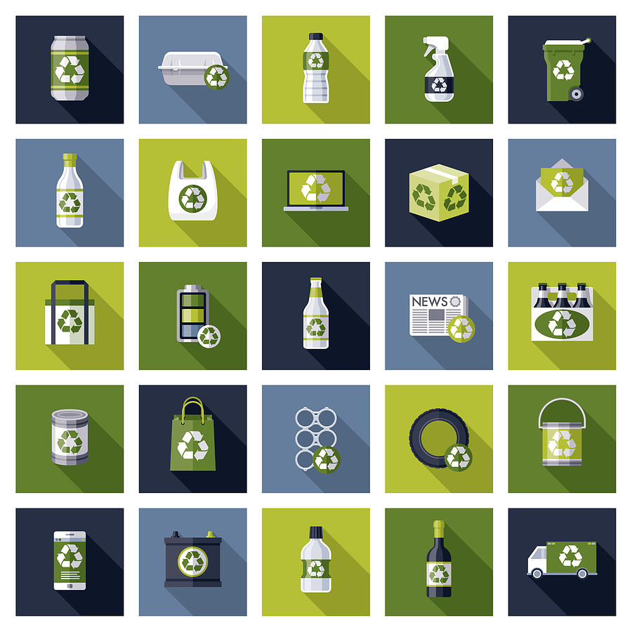 Recycling Icon Set Drawing by Bortonia
