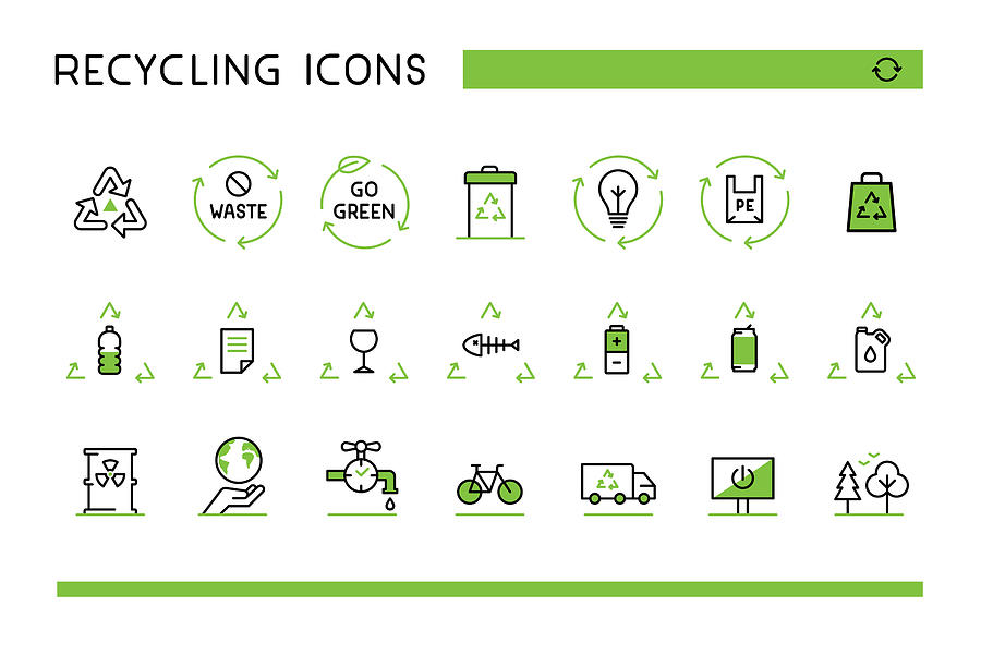 Recycling icons Drawing by Miakievy