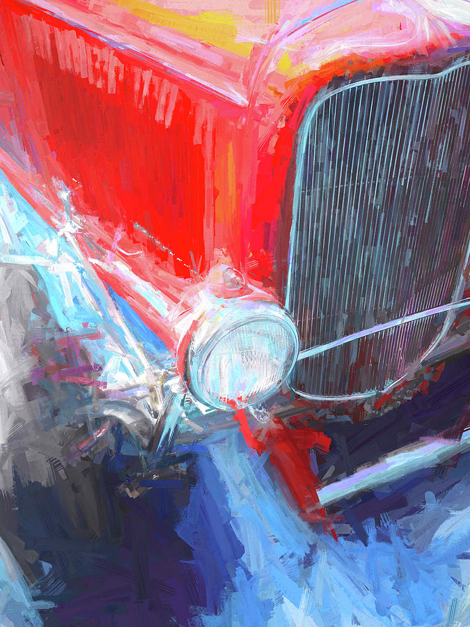 Red 1932 Ford Hot Rod Painterly Photograph by DK Digital