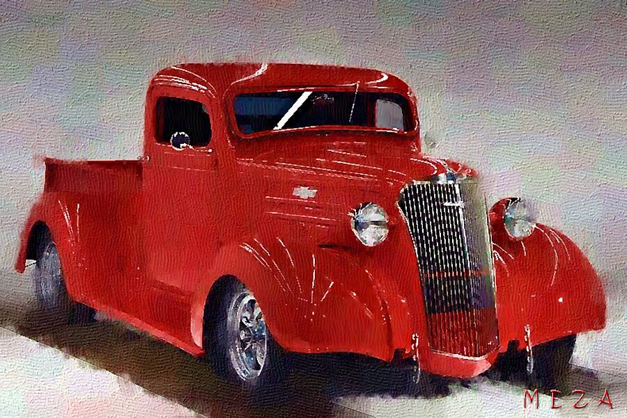 Red 1937 Chevy Truck Digital Art by Cuit Meza - Fine Art America