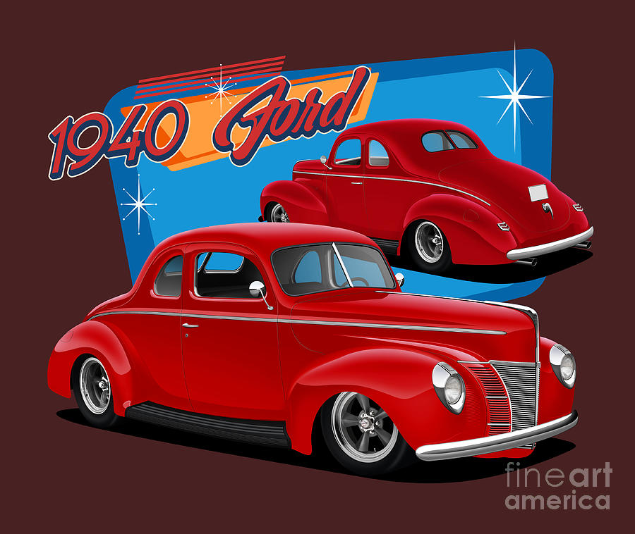 Red 1940 Coupe Digital Art by Paul Kuras - Fine Art America