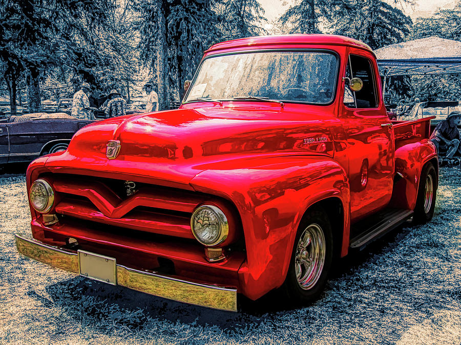 Red 1954 Ford F-100 Pickup Hot Rod Front Photograph by DK Digital | Pixels