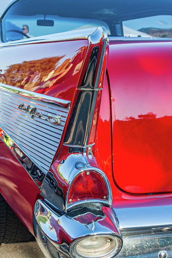 Red 1957 Chevy Bel Air Fin close up 2 Photograph by Terry Thomas - Fine ...