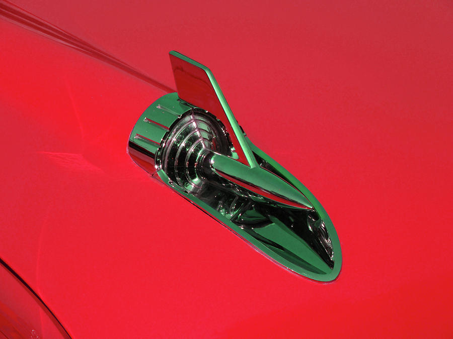 Red 1957 Chevy Hood Ornament Photograph by DK Digital | Fine Art America