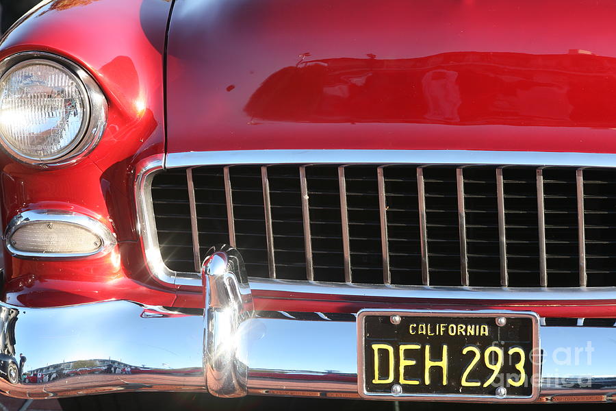 Inspirational Photograph - Red 50s Chevy Front Grille Headlight  by Chuck Kuhn