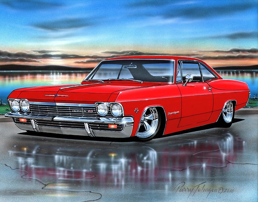 Red 65 Impala SS Hardtop Painting by Parry Johnson