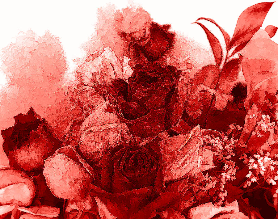 Rose Bouquet in Red Digital Art by Susan Eileen Evans