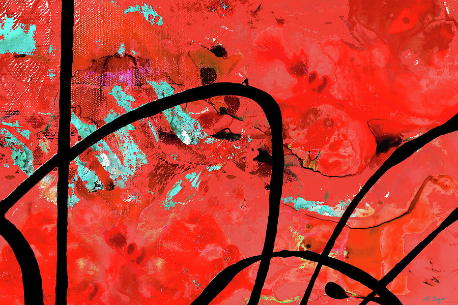 Abstract Painting - Red Abstract Art - On Time - Sharon Cummings by Sharon Cummings Abstract Painting - Red Abstract Art - On Time - Sharon Cummings by Sharon Cummings
