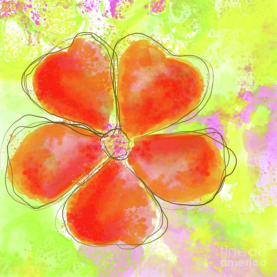Red Abstract Flower Watercolor Painting Digital Art by Patricia Awapara