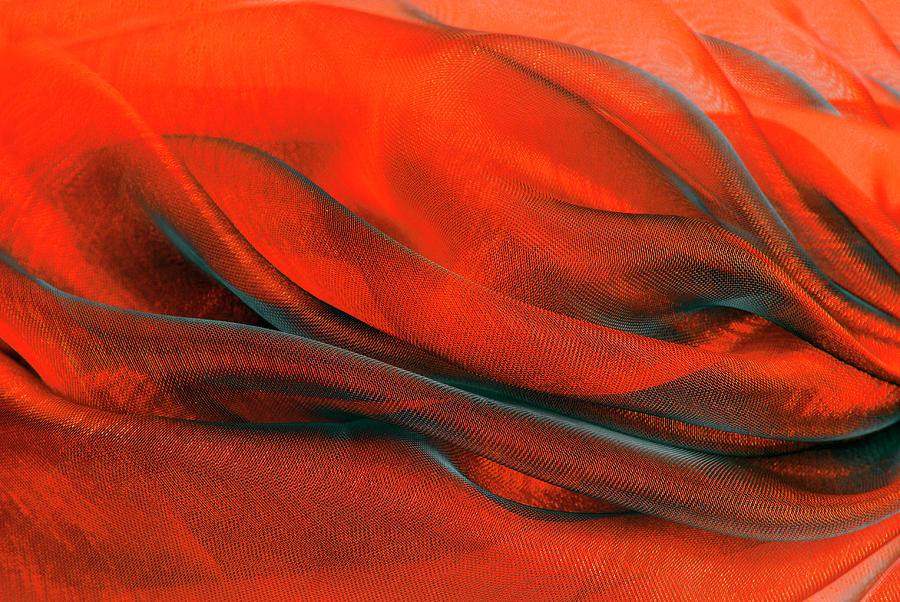 Red Abstract Wavy Organza Fabric Photograph by Severija Kirilovaite
