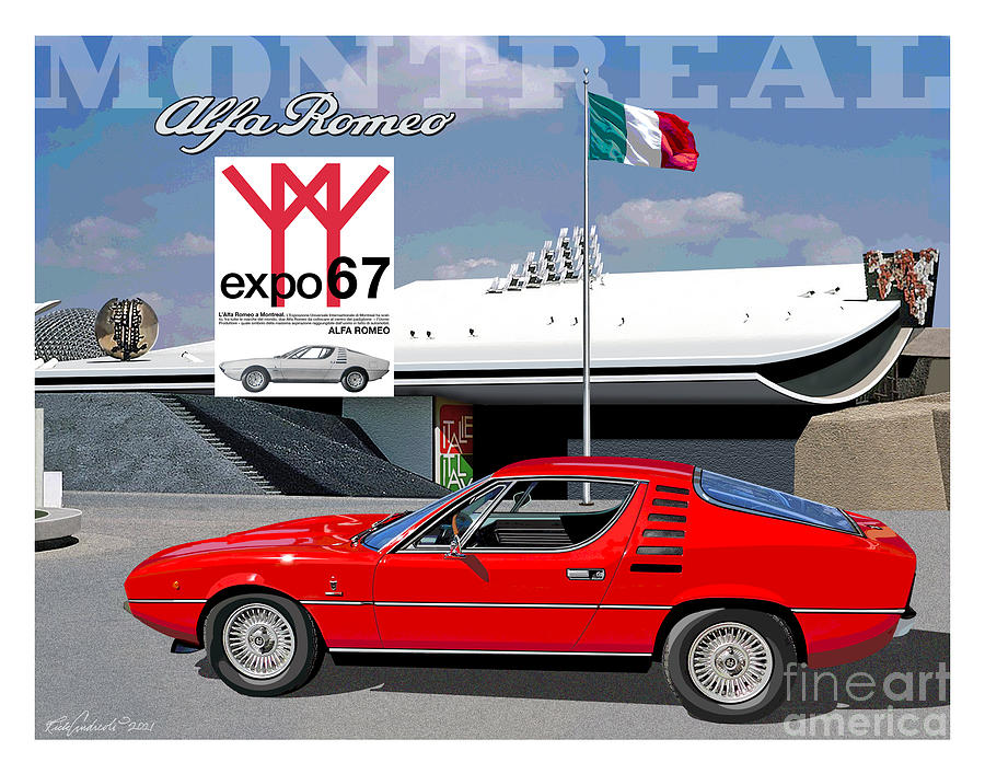 Red Alfa Montreal at Expo 67 Italian Pavillion Digital Art by Rick Andreoli