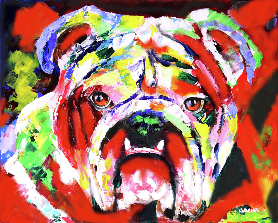 Red and Black Bulldog Painting by Karl Wagner