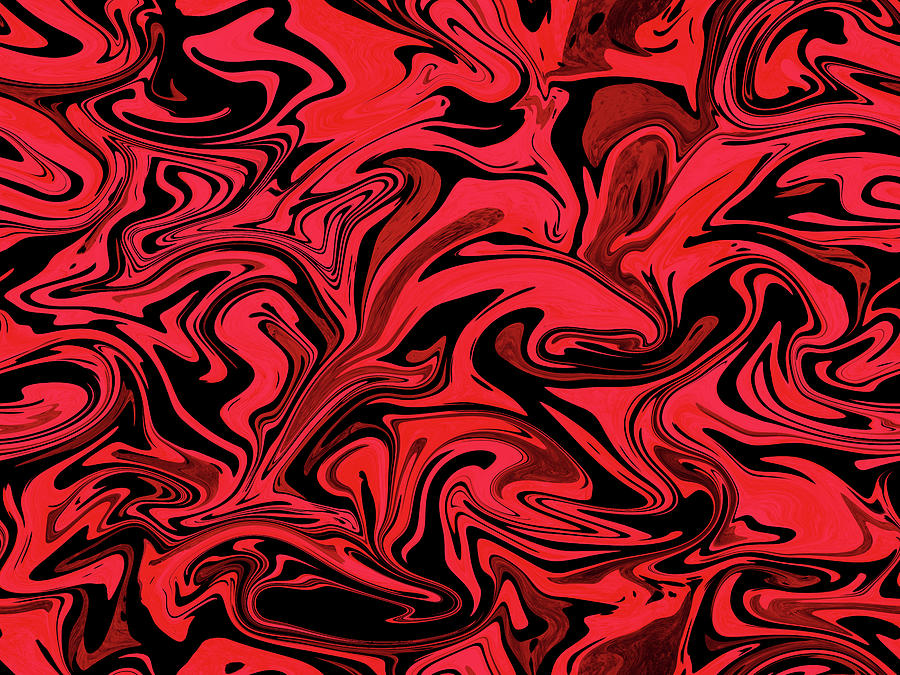 Red and black fluid art, liquid red pattern Digital Art by Nadia CHEVREL