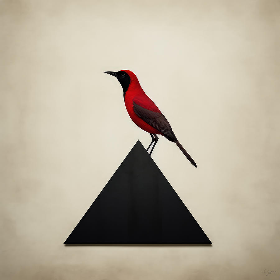 Cardinal Painting -  Red and Black by Lourry Legarde