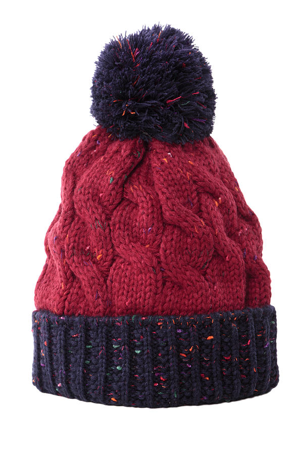 Red and blue bobble hat Photograph by David Franklin