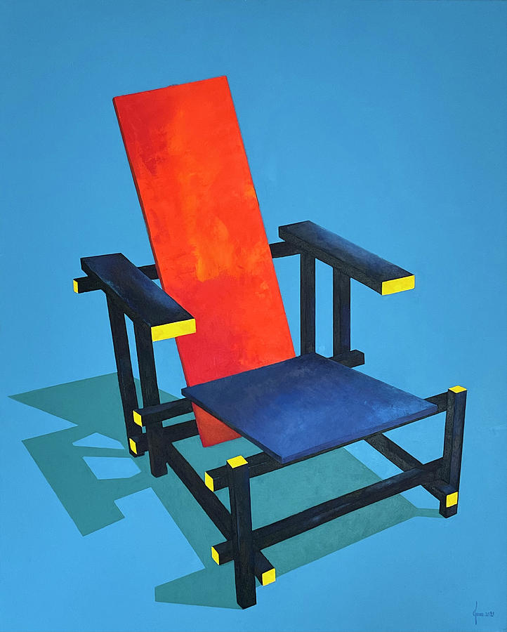 Red and Blue Chair Painting by Grus Lindgren
