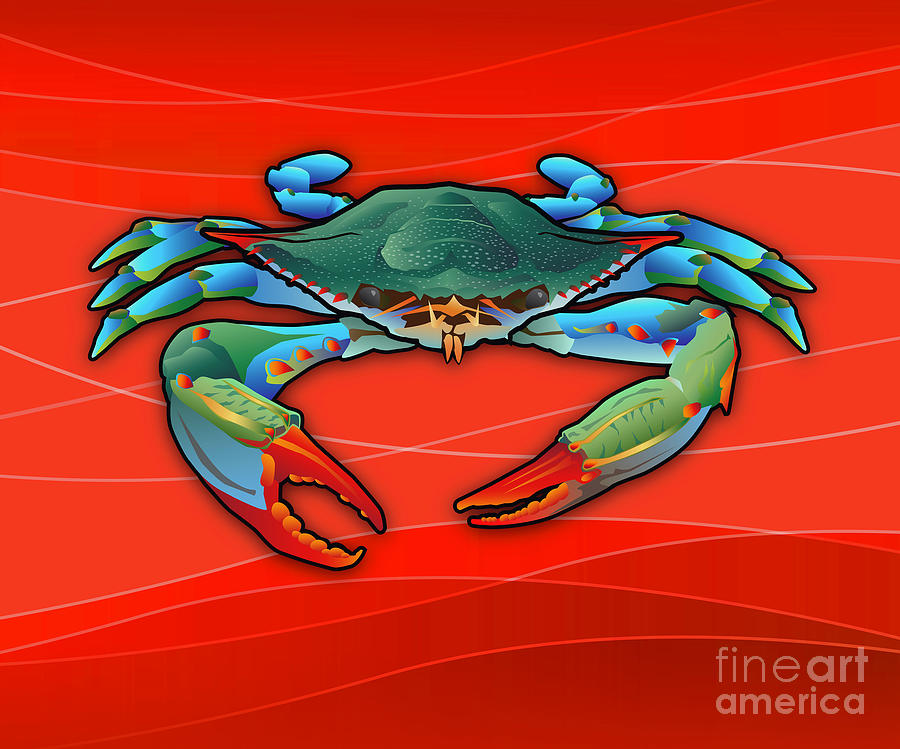 Red And Blue Crab Digital Art