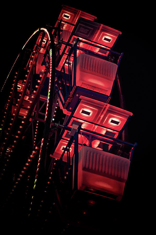 Red And Blue Ferris Wheel Photograph