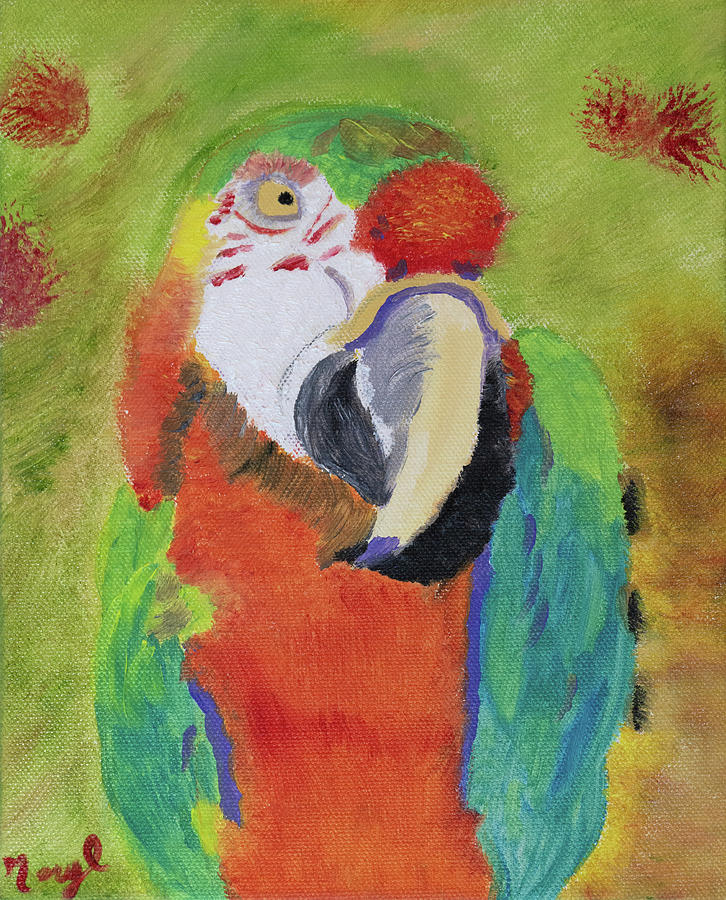 Macaw in Wonder Painting by Meryl Goudey