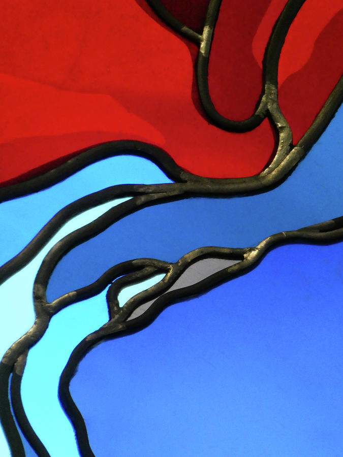 Red And Blue Stained Glass Abstract Photograph