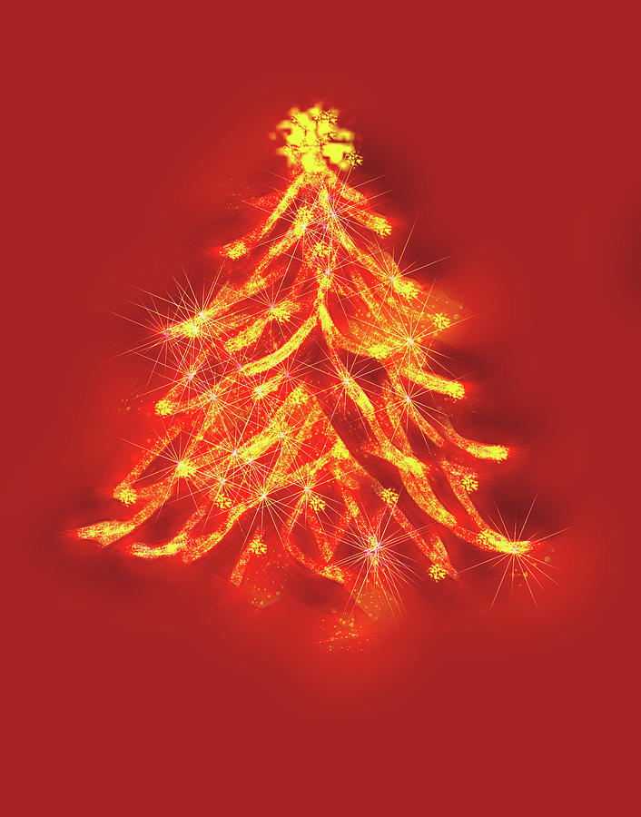 Christmas Photograph - Red and Gold Holiday Tree by Her Arts Desire