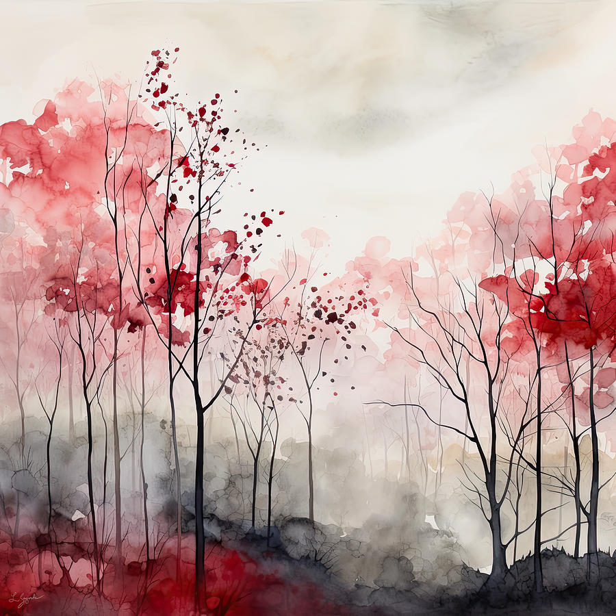 Red and Gray Simplicity Painting by Lourry Legarde