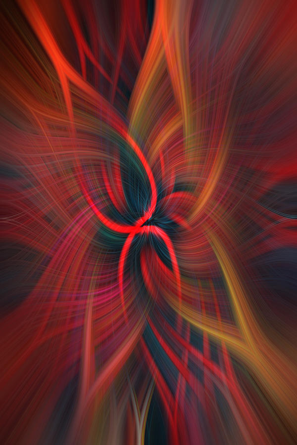 Red and Orange Threads Digital Abstract Photograph by Jenny Rainbow