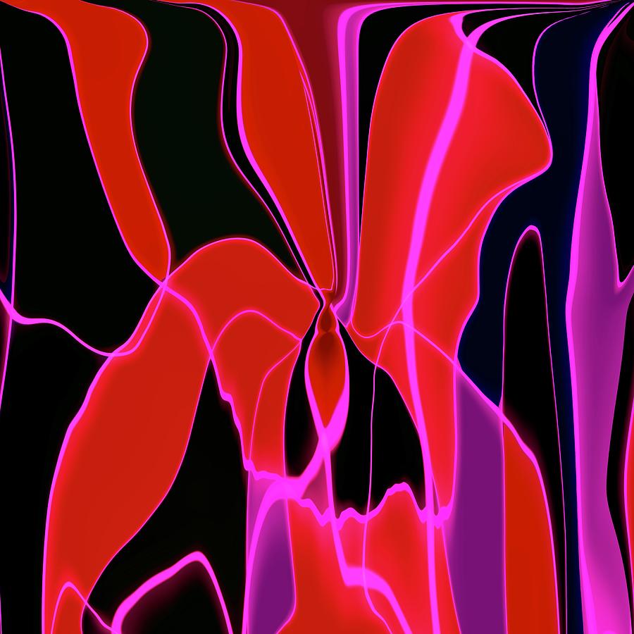 Red and pink passion abstract  Digital Art by Elaine Rose Hayward