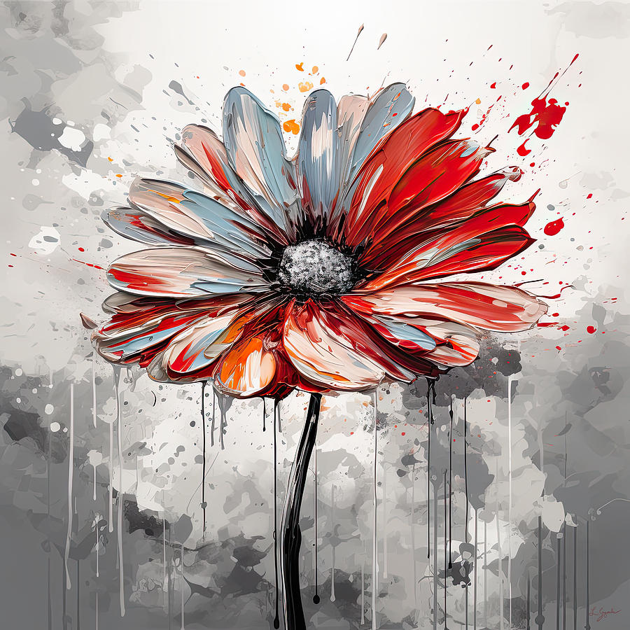 Daisy Painting - Red and White Art by Lourry Legarde