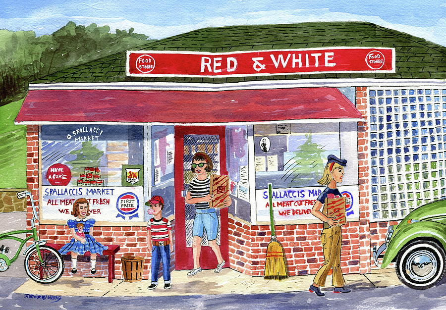 Red and White market Stafford Springs, Ct Painting by Jeff Blazejovsky